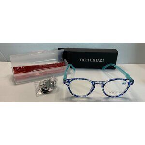 Occi Chiari Reading Glasses +1.75 Strength Blue Frame With Case & Repair Kit